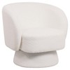 LeisureMod Upholstered Velvet Boucle Linen Accent Chair with Round Barrel Design, 360-Degree Swivel, and Removable Round Base - 2 of 4