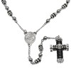 Steeltime Men's stainless steel and black rubber rosary necklace. Color Options: Silver, Gold - 2 of 4