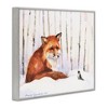 Stupell Industries Meeting of Fox And Sparrow Framed Giclee Art, Gray, 20" x 16" - 2 of 4