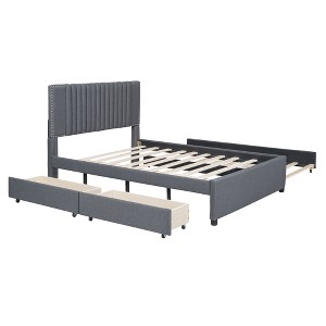 NicBex Upholstered Platform Bed with 1 Twin XL Size Trundle and 2 Drawers for Adults - 1 of 4