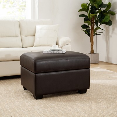 Square Faux Leather Ottoman with Storage, Footrest Stool Coffee Table for Living Room-Morden Fort