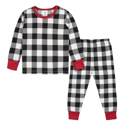 Unisex Baby And Toddler Matching Family Christmas Long Sleeve Thermal Buffalo  Plaid Snug Fit Cotton Pajamas