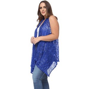 Anna-Kaci Women's Plus Size Boho Open Front Crochet Cover Up Sleeveless Shawl Cardigan Vest - 1 of 4