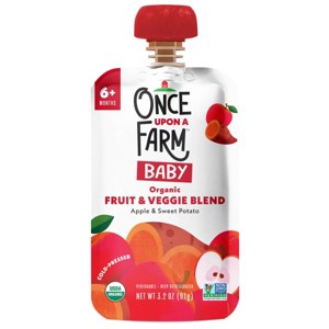 Once Upon a Farm Apple & Sweet Potato Organic Baby Food Pouch - 3.2oz - 1 of 4