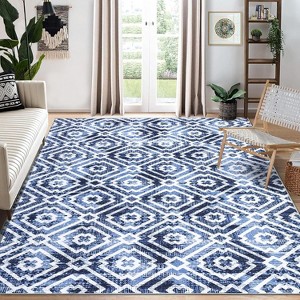 Modern Washable Geometric Area Rug, Non-Slip Stain Resistant Accent Mat, Soft Floor Carpet for Bedroom Entryway Laundry Room Living Room - 1 of 4
