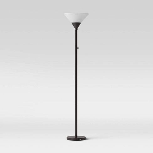 Torchiere Floor Lamp Slate Black With Glass Shade (includes Led Light Bulb)  - Threshold™ : Target