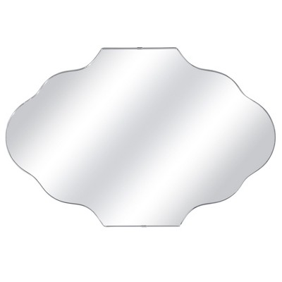 Beautyolove 18 in. W x 24 in. H Scalloped Silver Decorative Wall Mirror