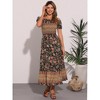 INSPIRE CHIC Women's Boho Floral Square Neck Midi Smocked Maxi Dress - 4 of 4
