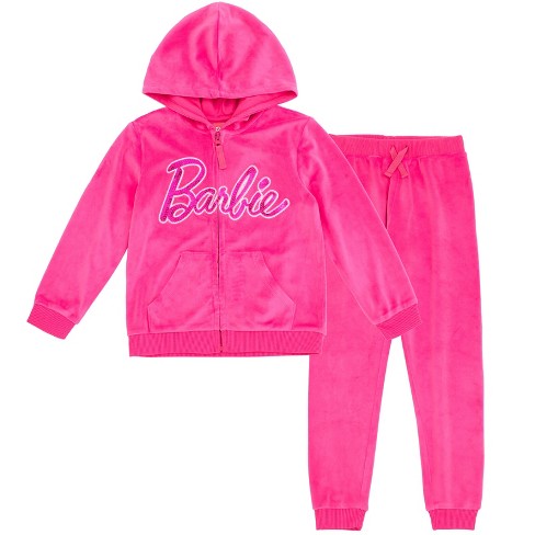 Barbie Big Girls Zip Up Hoodie And Pants Outfit Set Pink 14 16