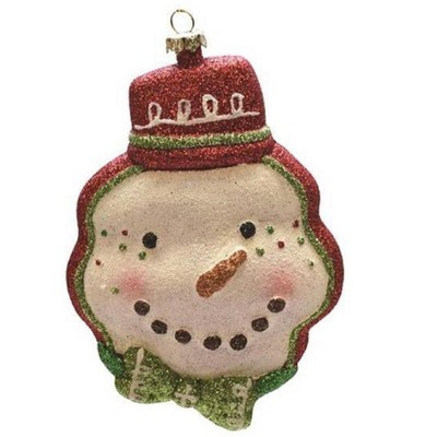 Northlight 5.75" Red and Green Shatterproof Snowman Head with Hat Christmas Ornament