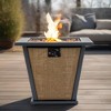 Gulches 28" 50,000 BTU Propane Fire Pit Table, Square Steel & Textilene Outdoor Fire Table with Lid/Rain Cover/Volcanic Rocks - 4 of 4
