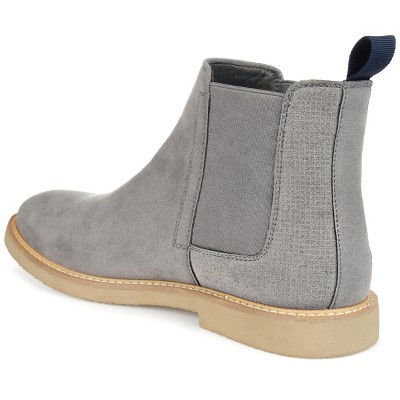 Men's Gray Faux Leather Chelsea Boot with Rubber Sole