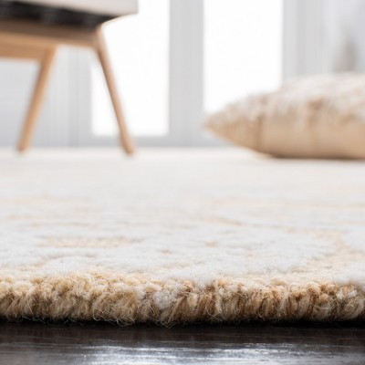 Ivory and Gold 6' x 6' Hand-Tufted Wool Square Rug