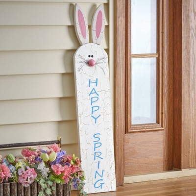 Lakeside Wall Leaning Happy Spring Easter Greeter Sign for Outdoors and Inside