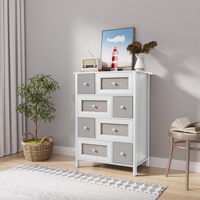 HYLEORY Wood Dresser , 27.55''W Dresser with 8 Drawers, Modern Chest of Drawers, Large Capacity Dresser, Storage Cabinet for Bedroom, Hallway