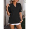 BLUEMING Womens Summer Blouse V Neck Tops with Short Lantern Sleeve Ruffle Tee Shirt Blouse Wheat Texture Tops - 3 of 4