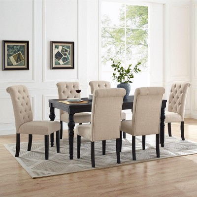 NicBex Dining Room Table Set for 6 Morden Dining Table Set with Wooden Tabletop and 6 Upholstered Chairs for Dining Room