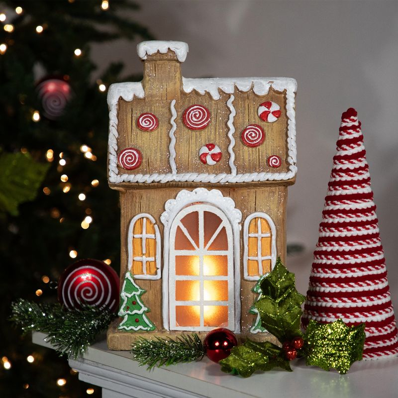 Northlight 14" LED Lighted Peppermint Gingerbread House Christmas Decoration, 3 of 8
