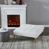VASIP  Teddy Fabric Convertible Sofa Bed,Gold Metal Leg Futon with Modern Accent,for Living Room & Guest Room,White - 2 of 4