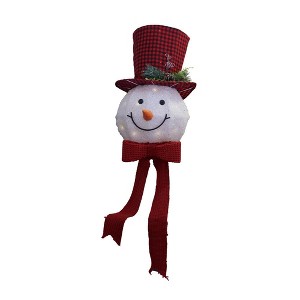 Season's Designs 22" Snowman Christmas Tree Topper with Red Top Hat and Scarf Indoor Use, Polyester, Requires 3 AA Batteries (Not Included), On/Off - 1 of 1