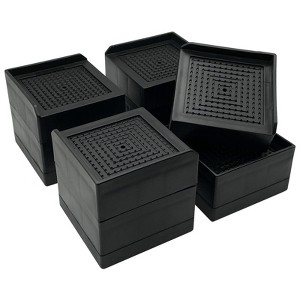 Aoibox Adjustable Bed Furniture Risers Heavy Duty Raise Blocks for Bed Couch Desk Table Black 4 Pack Supports 1300 Lbs - 1 of 4
