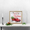 Northlight 16" Red Vintage Truck With a Forest Tree "Home For Christmas" Metal With a Wooden Frame Wall Decor - 2 of 4