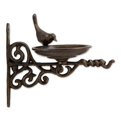 9.96" Iron Wall Mounted Ornate Bird Feeder Brown - Zingz & Thingz