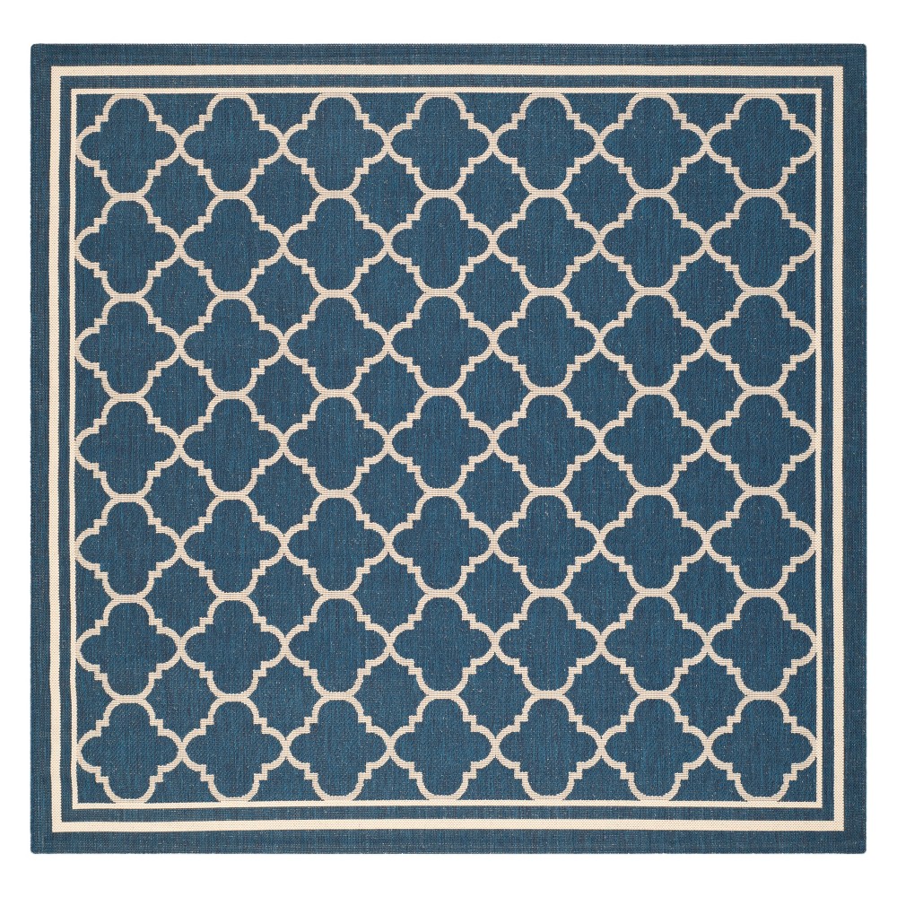 5'3inX5'3in Square Renee Patio Rug Navy/Beige - Safavieh