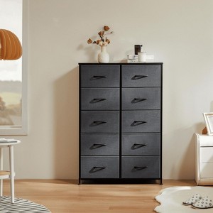 MAYEERTY Fabric Storage Dresser Tower Tall Wooden Top Nursery Entryway - 1 of 4