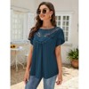 Summer Blouse For Women Lace Petal Sleeve Tops Short Sleeve Pleated Shirt Loose A Line Tshirts - 3 of 4