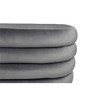 Thor 21" Round Modern Velvet Fabric Ottoman in Storm Gray - 4 of 4