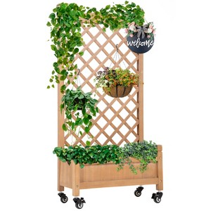 FDW Planter with Trellis Planter Box with Trellis Raised Garden Bed with Trellis Raised Garden Beds for Outdoor with Grid - 1 of 4