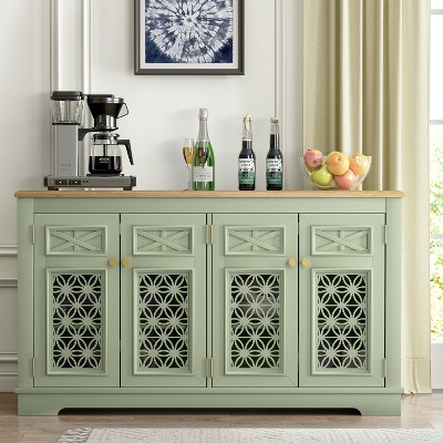 Festivo 57" Green Vintage Wood Buffet Sideboard Cabinet
