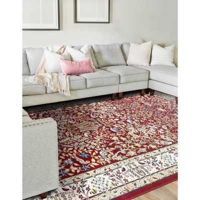 Burgundy Elegance 10' x 13' Stain-Resistant Synthetic Area Rug