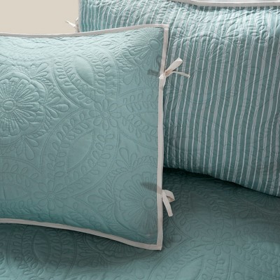 Turquoise Microfiber Reversible Daybed Quilt Set