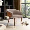 ARTPLAN Mid Century Modern Dining Chair, Faux Leather with Walnut,Uphoolsted Accent Arm Chair,Sitting Chair with Wooden Gold Metal feet - 4 of 4