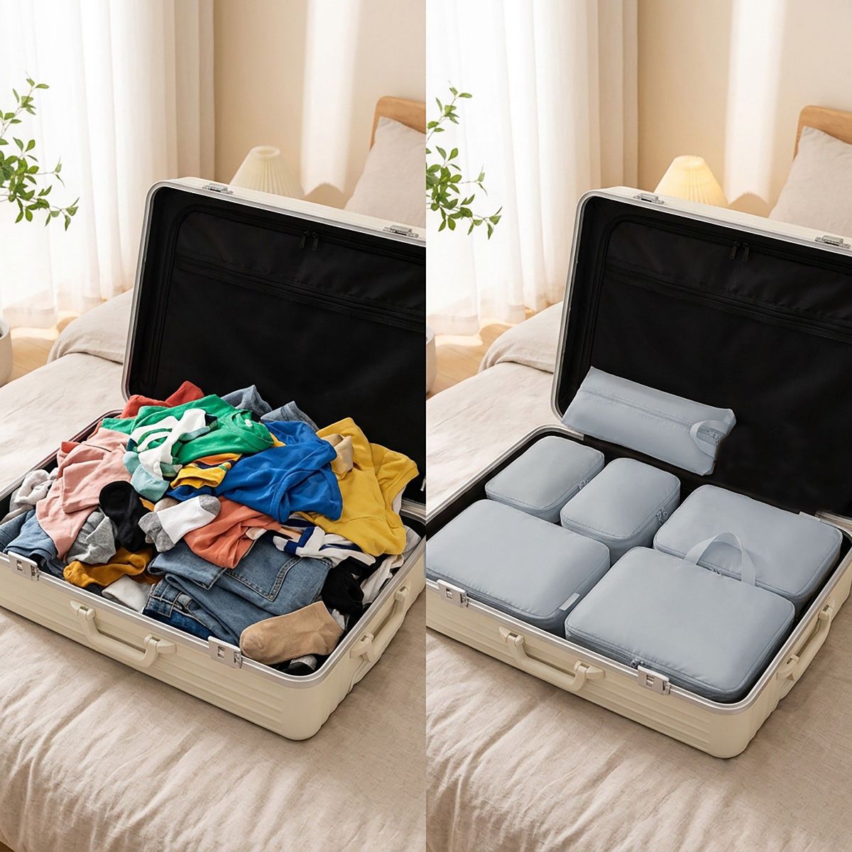 Alilang Travel Packing Cube Set with Zipper Closure Storage Bags Lightweight Organizer Luggage Set Multi Size - thumbnail 2