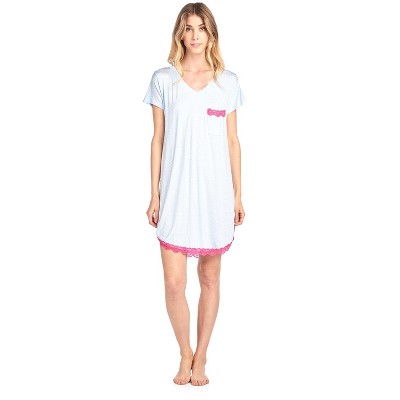Casual Nights Women's Rayon Short Sleeve Dot Dorm Sleepwear Nightshir