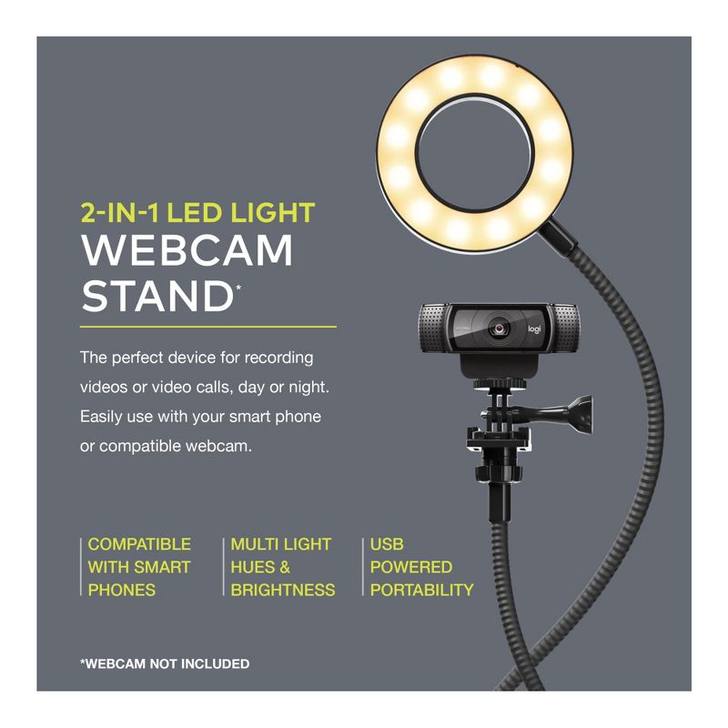 Logitech C615 Full HD 1080p Webcam with Stand, Selfie Ring Light & 3.0 USB Hub, 2 of 4