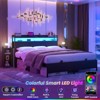 Aheaplus Queen Bookcase Bed with Storage Slide Bedside Shelf and Charging Station & LED Light - 3 of 4