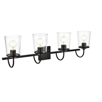 Elegant Lighting Avani 4 light Black and Clear Bath Sconce