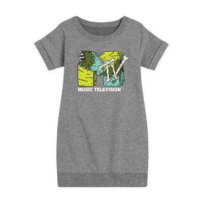- MTV - Logo Halloween Graphic Short Sleeve Fleece Dress