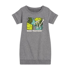 Girls' - MTV - Logo Halloween Graphic Short Sleeve Fleece Dress - 1 of 3