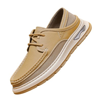 Santimon Men's Boat Shoes Slip On Stylish Casual Loafers Deck Shoes Beige