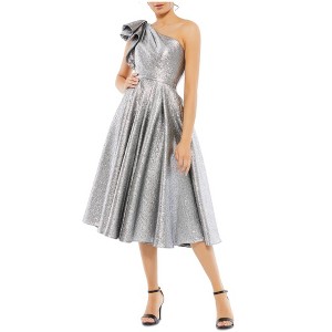 Mac Duggal Womens Crinkle Metallic One Shoulder Cocktail Dress - 1 of 1