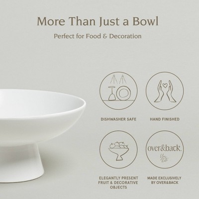 White Ceramic Footed Serving Bowl - 11" Diameter