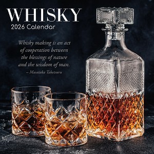 2026 Square Wall Calendar, Whisky, 16-Month Food Theme with 180 Reminder Stickers (12x12 In) - 1 of 4