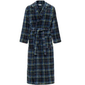 ADR Men's Robe, Plush Fleece Hooded Bathrobe Man, Long Warm Cozy Bath Robe Man - 1 of 4