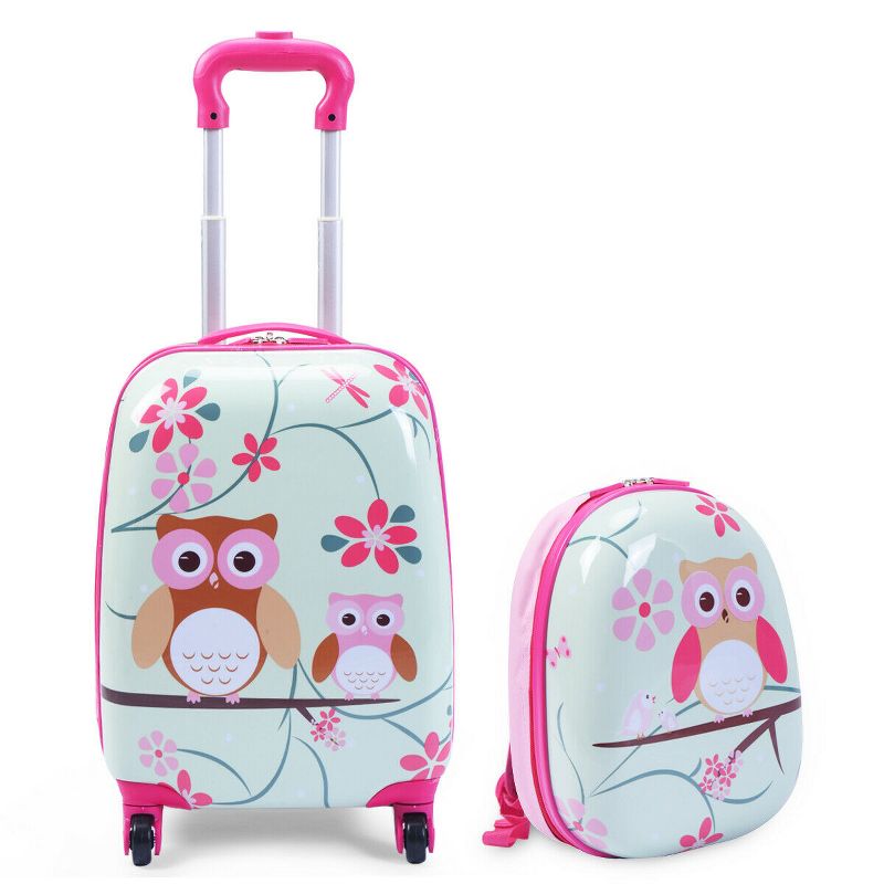 Costway 2Pcs 12'' 16'' Kids Luggage Set Suitcase Backpack School Travel Trolley ABS, 1 of 11