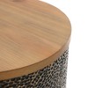 LuxenHome Black and Gold Hammered Iron Metal Table with MDF Wood Top Multicolored - 4 of 4